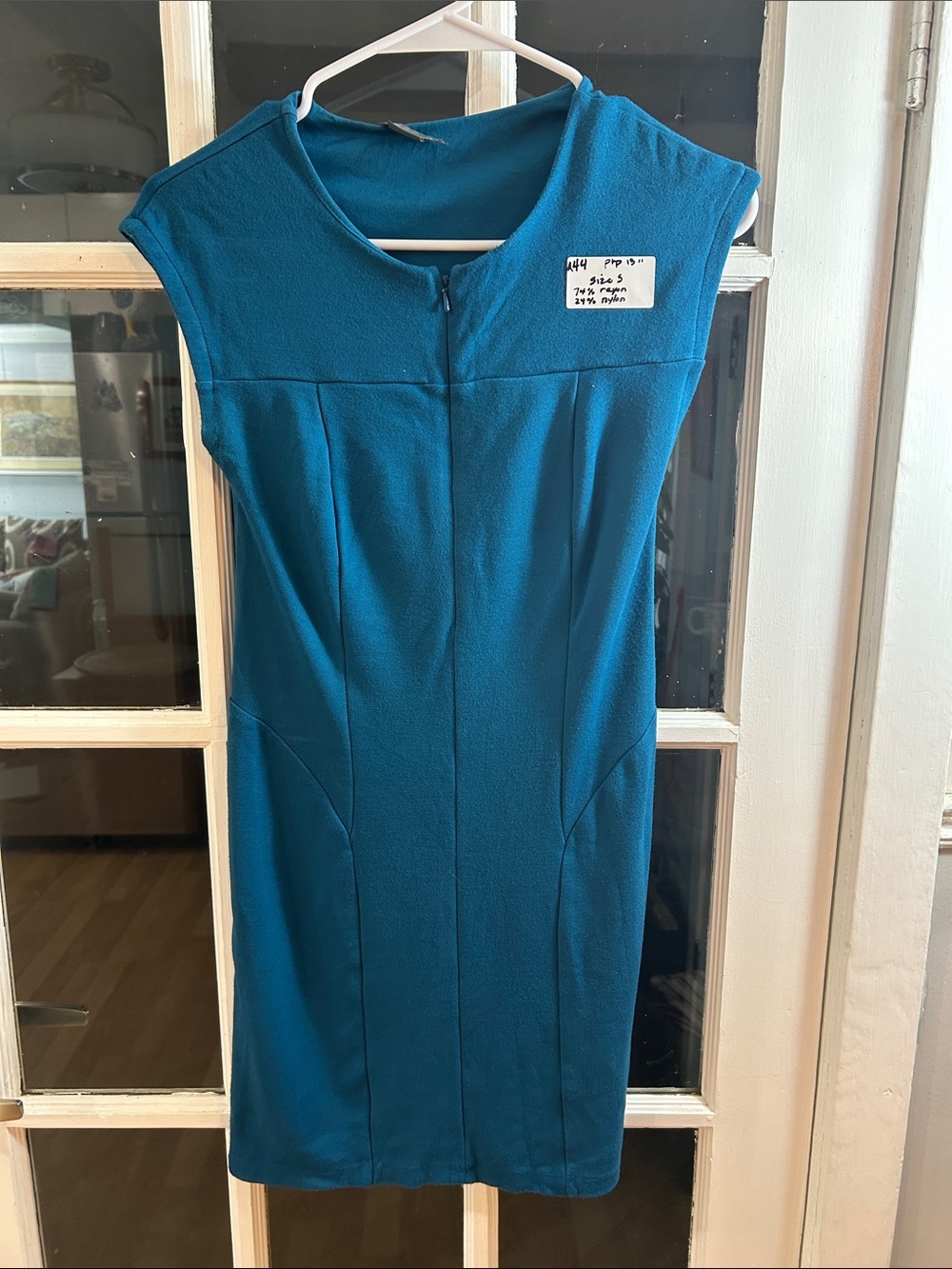 A44. Armani Exchange Teal Cap-Sleeve Sheath Dress